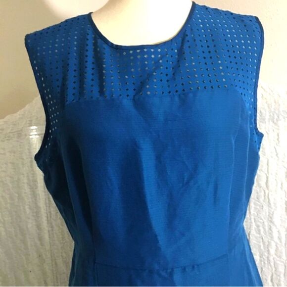 J. Crew NWT A-Line Perforated Blue Size 14 - Picture 6 of 13